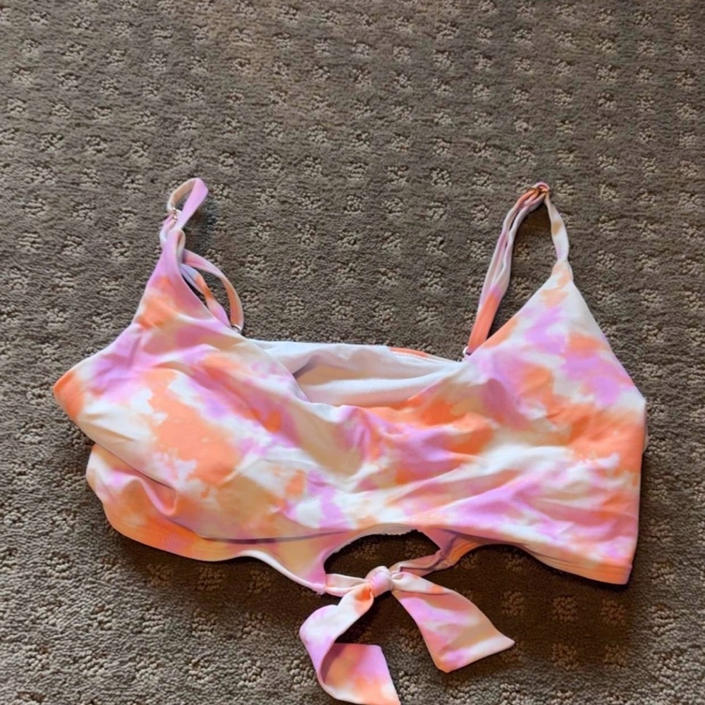 NOBO Pink and Orange Tie-Dye Bikini Top